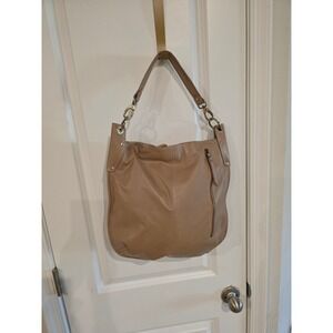MANZONI Tan Leather Shoulder Bag Hobo Slouchy Zip Pocket Adjustable Strap